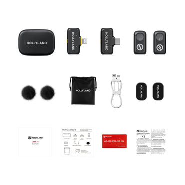 Hollyland LARK A1 Combo 2-Person Wireless Microphone System with USB-C and Lightning Connectors