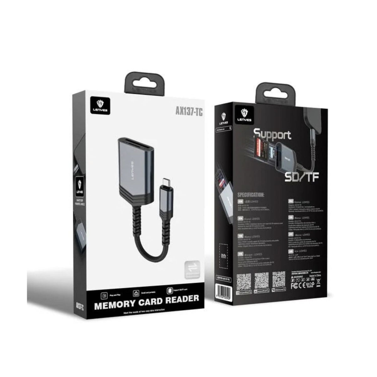 Lenyes AX137-TC 2in1 Type-C to TF/SD Memory Card Reader
