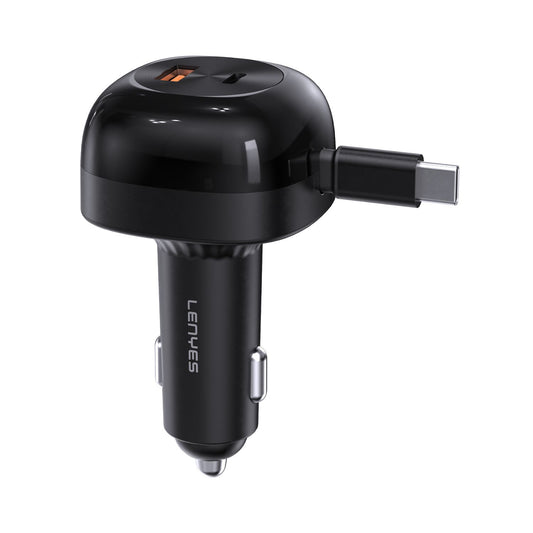 Lenyes CA59 60W Retractable Car Charger with Built in Charger