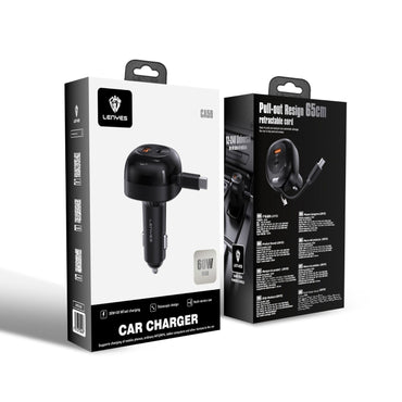 Lenyes CA59 60W Retractable Car Charger with Built in Charger
