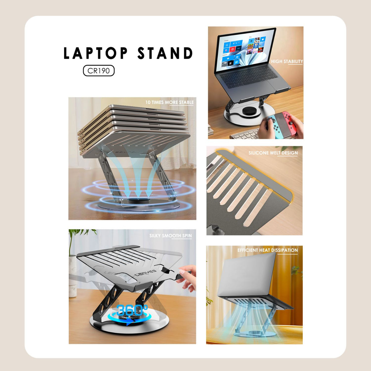 Lenyes CR190 Rotating Metal Laptop Stand