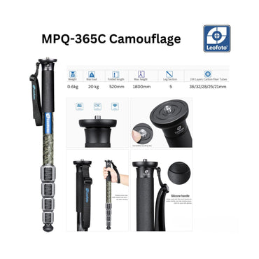 Leofoto MPQ-365C Monopod (Camo) + VD-02 Support Tripod Base Combo - Online Buy in Mumbai, India