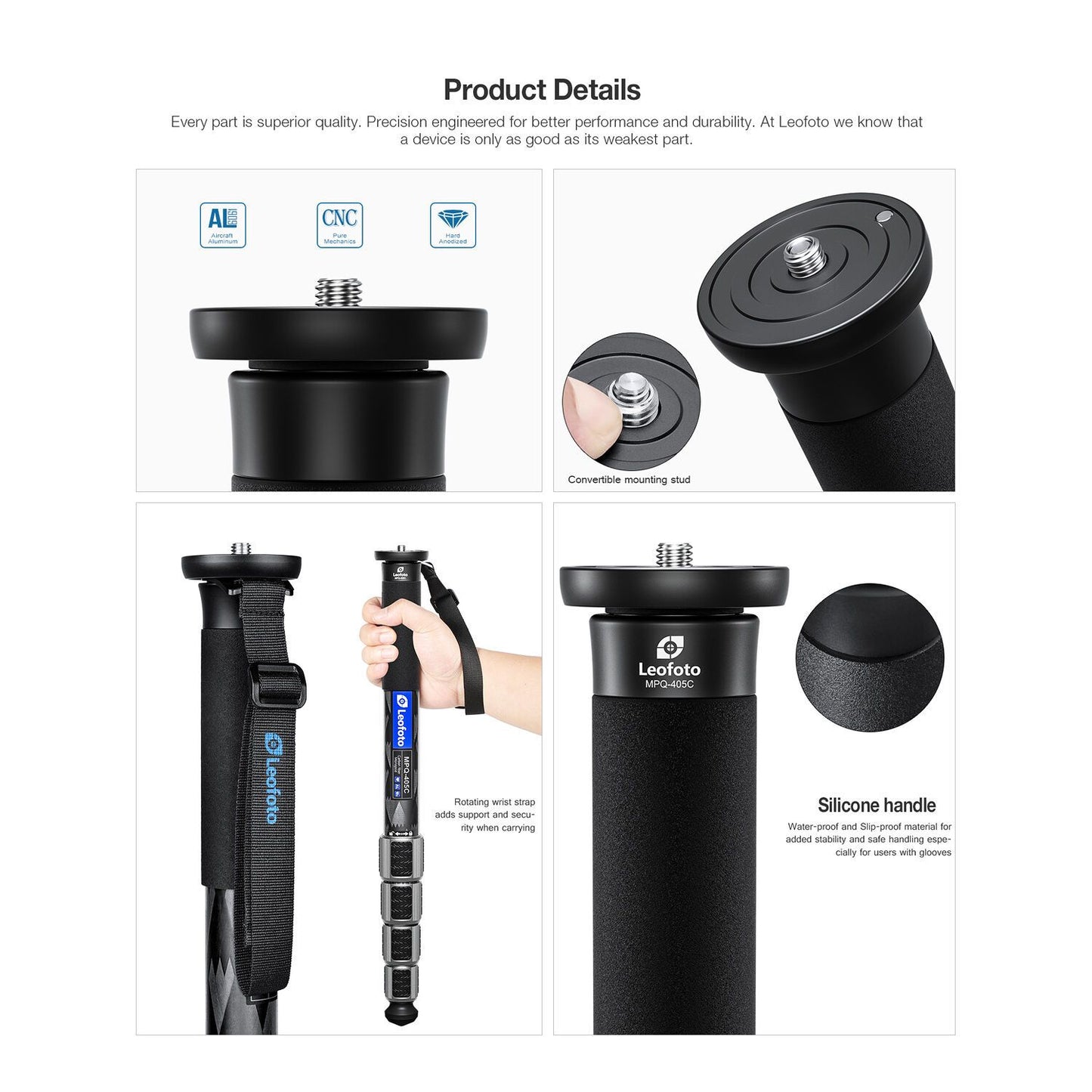 Leofoto MPQ-405C 5-Section Carbon Fiber Monopod
