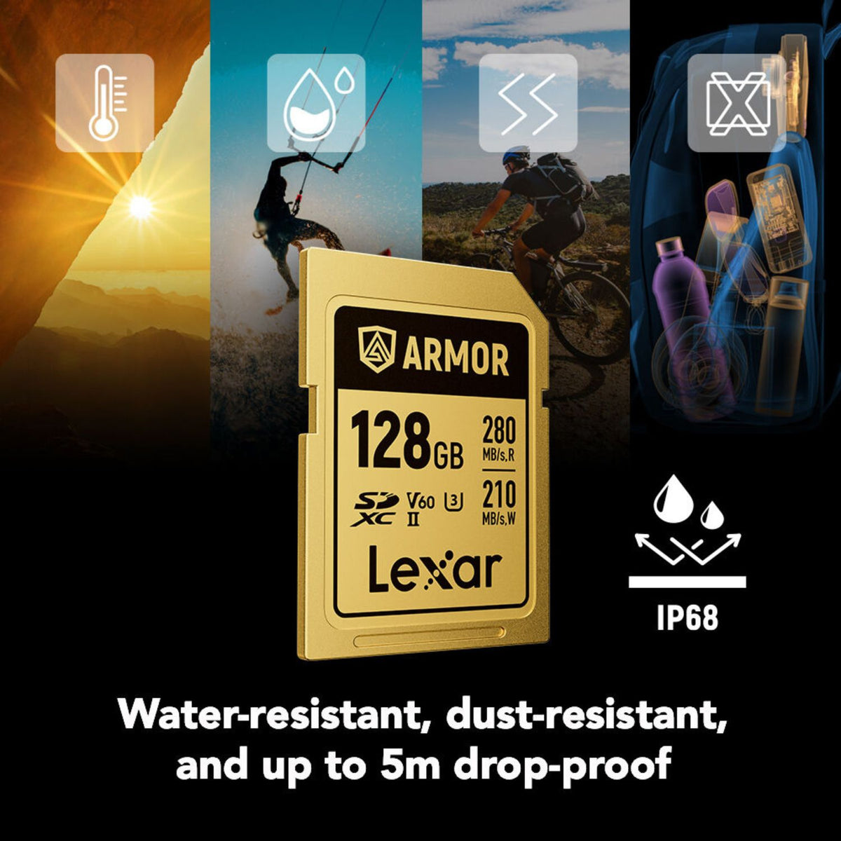Lexar 128GB ARMOR GOLD UHS-II SDXC Memory Card (280 MB/s)