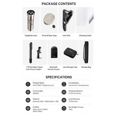Martvsen 400mm 25x Telephoto Lens for Smartphones