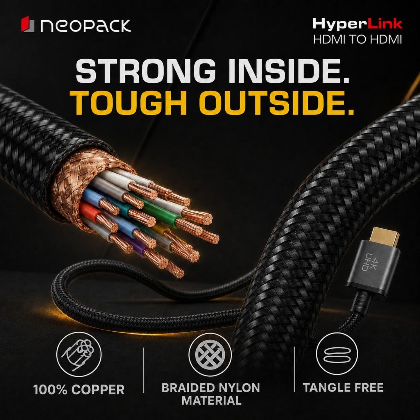 Neopack 2M Hyperlink 4K HDMI to HDMI High-Speed Cable
