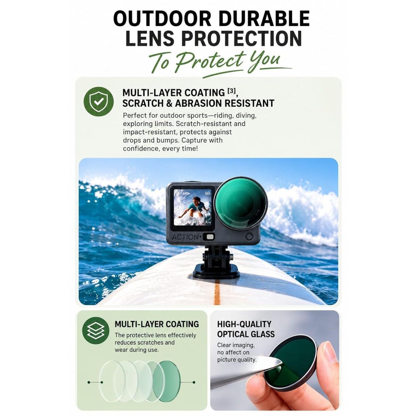 OfeeoAi 4-Pack Camera Lens Filter Set Compatible with DJI Osmo Action 6 (ND-CPL)