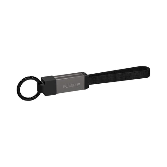 POWERUP Keyring 2 IN 1 Zinc Alloy Magnetic 22cm Cable - Black