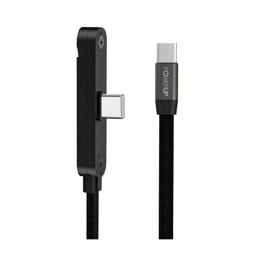 POWERUP Kickstand 2 IN 1 Zinc Alloy Braided Flat Type-C to Type-C 1.5mtr Cable (Black)