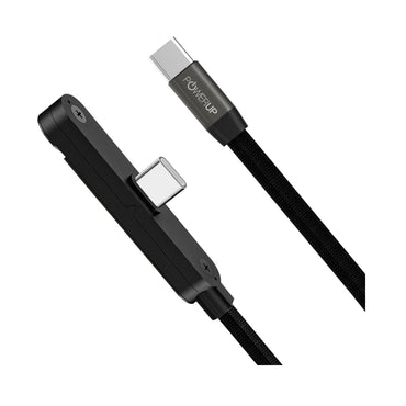 POWERUP Kickstand 2 IN 1 Zinc Alloy Braided Flat Type-C to Type-C 1.5mtr Cable (Black)
