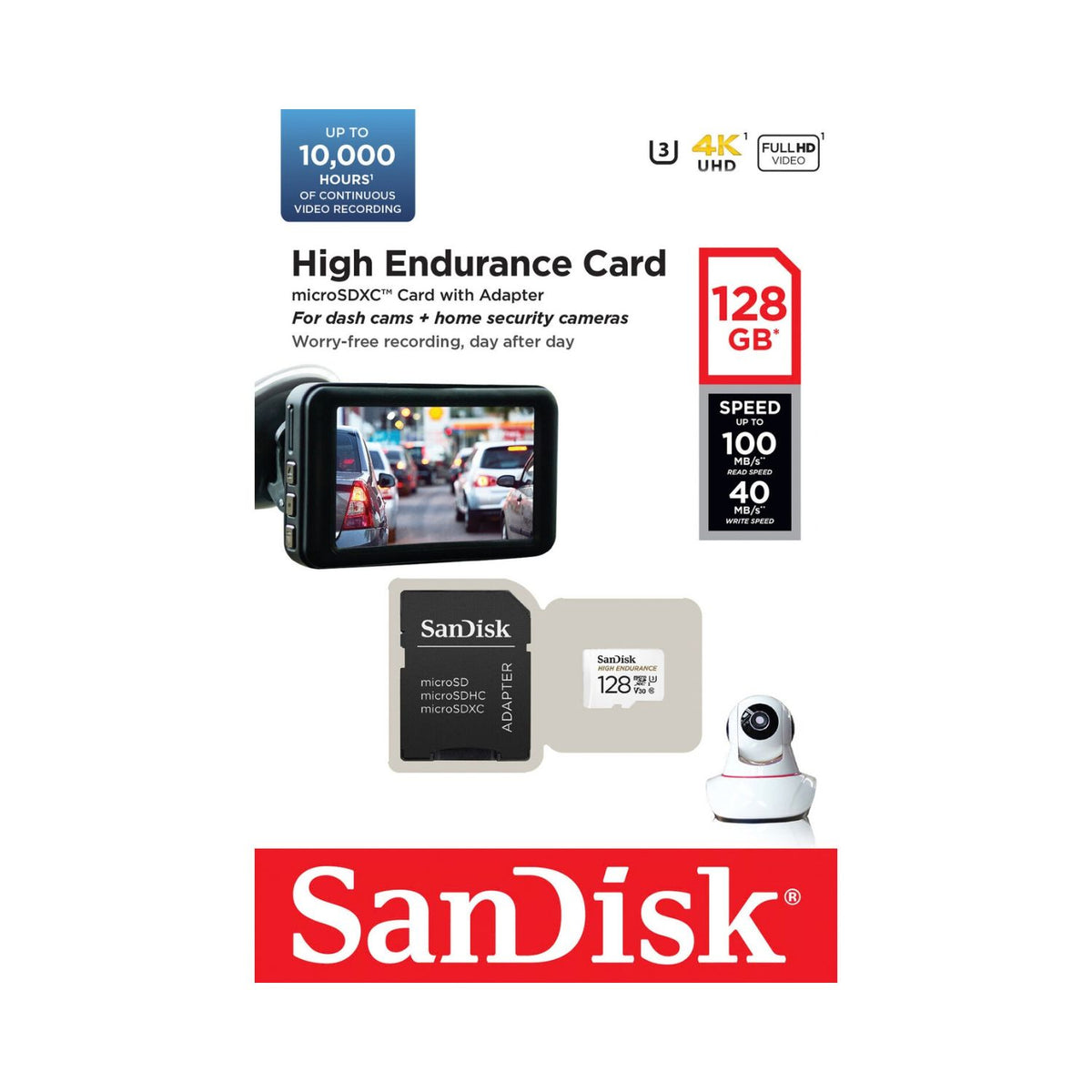 SanDisk 128GB High Endurance MicroSDXC Memory Card with Adapter(100 MB/s)