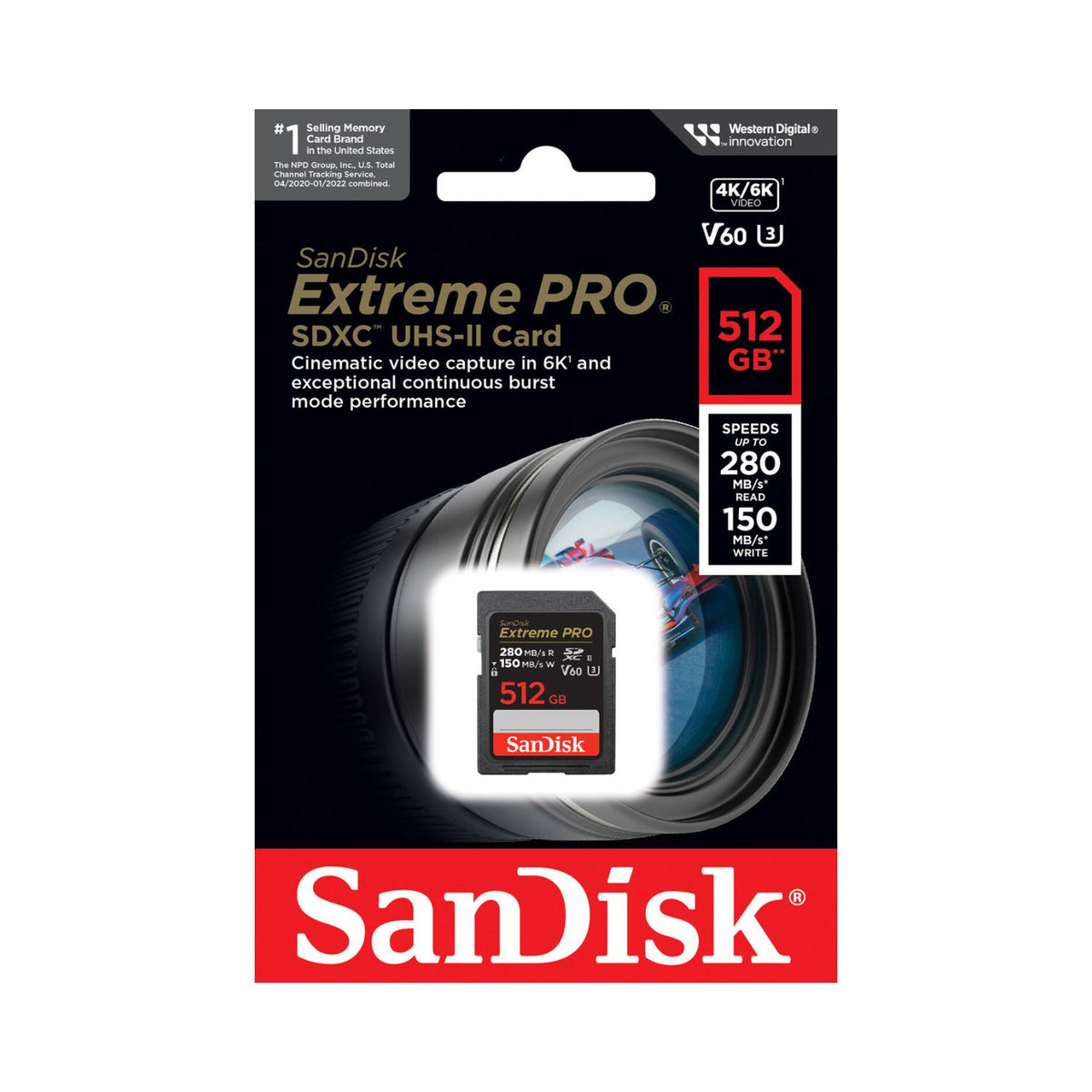 SanDisk 512GB Extreme PRO UHS-II V60 SDXC Memory Card (280mb/s)