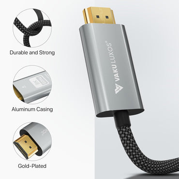 Vaku Luxos SYNC FURY Gold Plated Nylon Braided HDMI to HDMI Cable - Online Buy in Mumbai, India