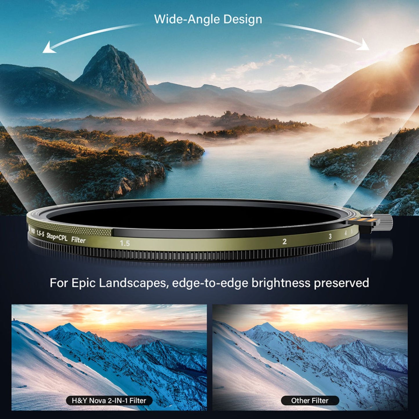 H&Y 67mm HD Nova-Series Magnetic Variable ND3-32 (1.5 - 5 stops) + CPL Filter Kit