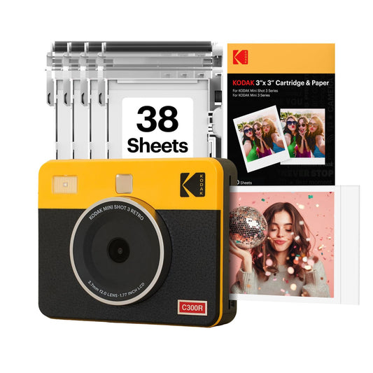 Kodak Mini Shot 3 Retro 3x3 Inch C300R Instant Camera and Photo Printer (38 Sheets)