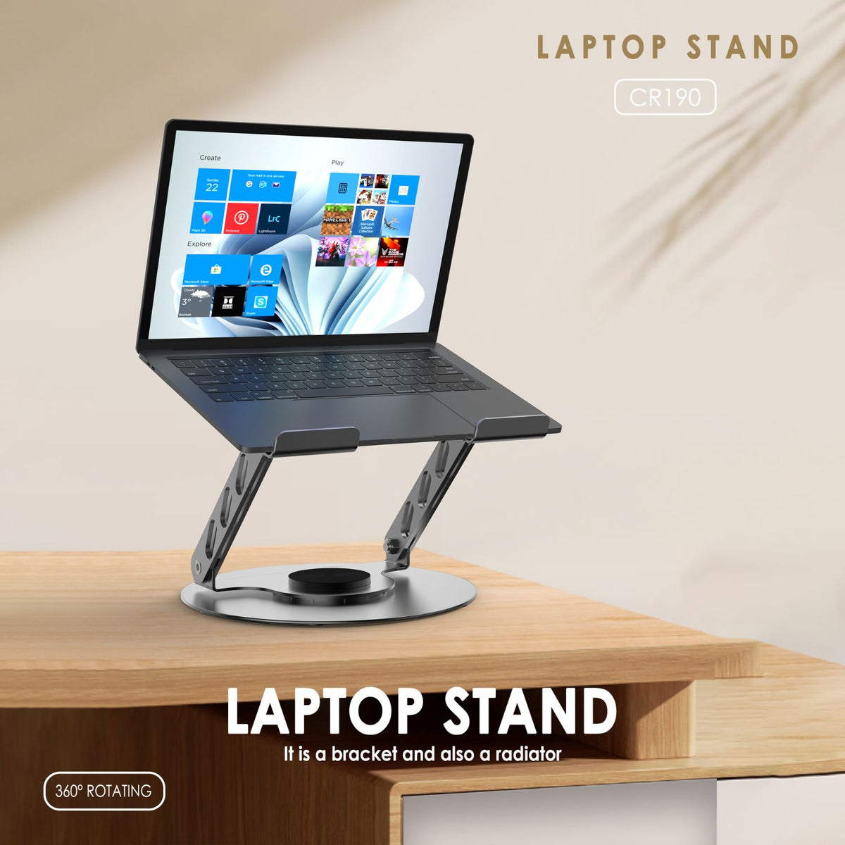Lenyes CR190 Rotating Metal Laptop Stand