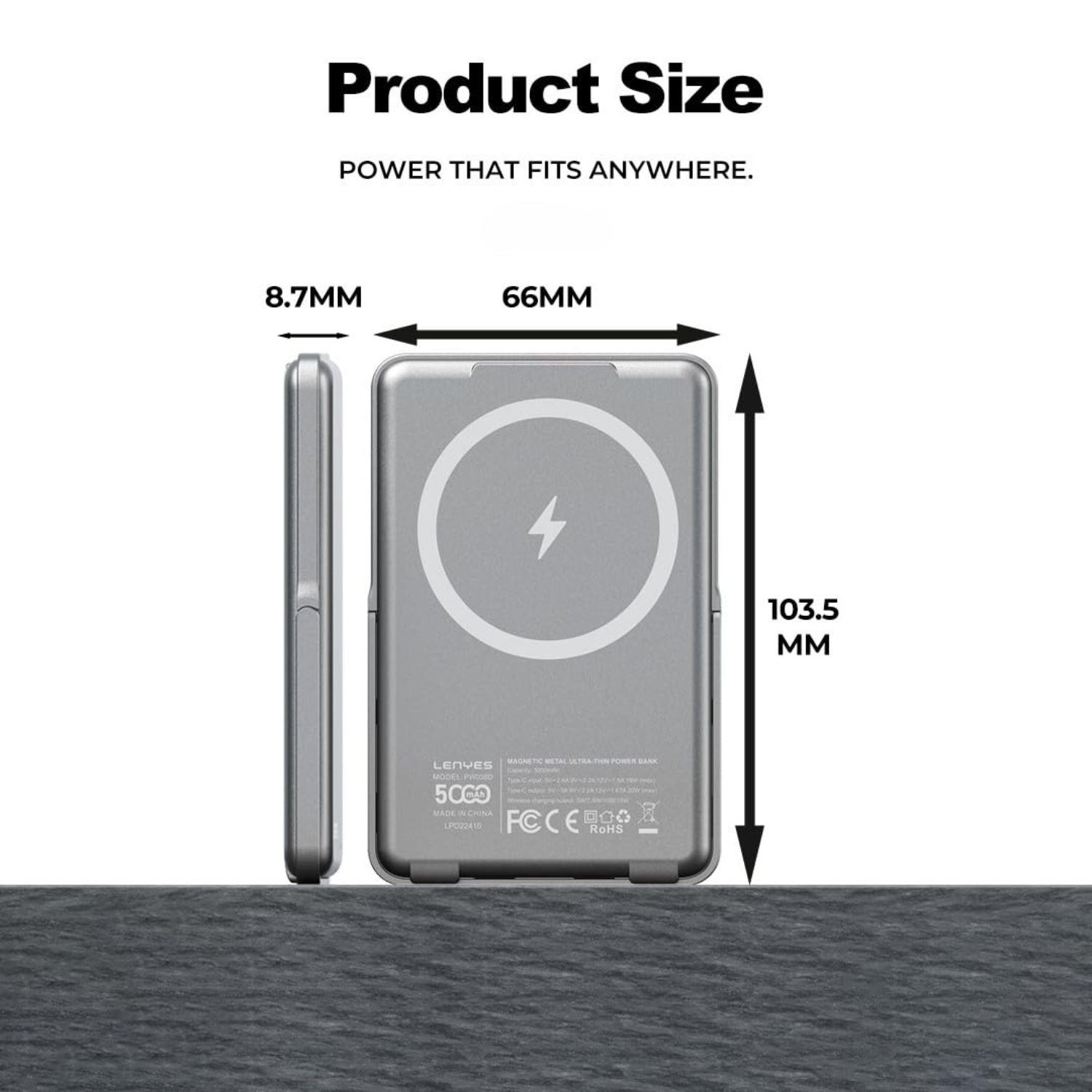 Lenyes PW038D Ultra-Slim 5000mAh Mag Power Bank | Portable