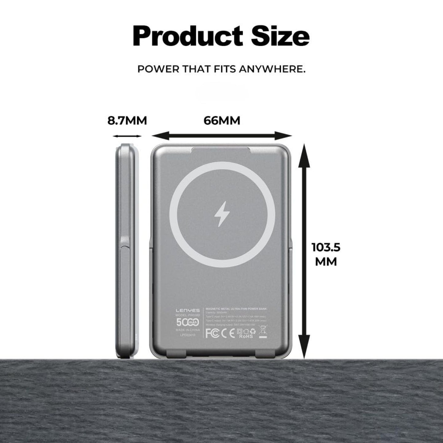 Lenyes PW038D Ultra-Slim 5000mAh Mag Power Bank
