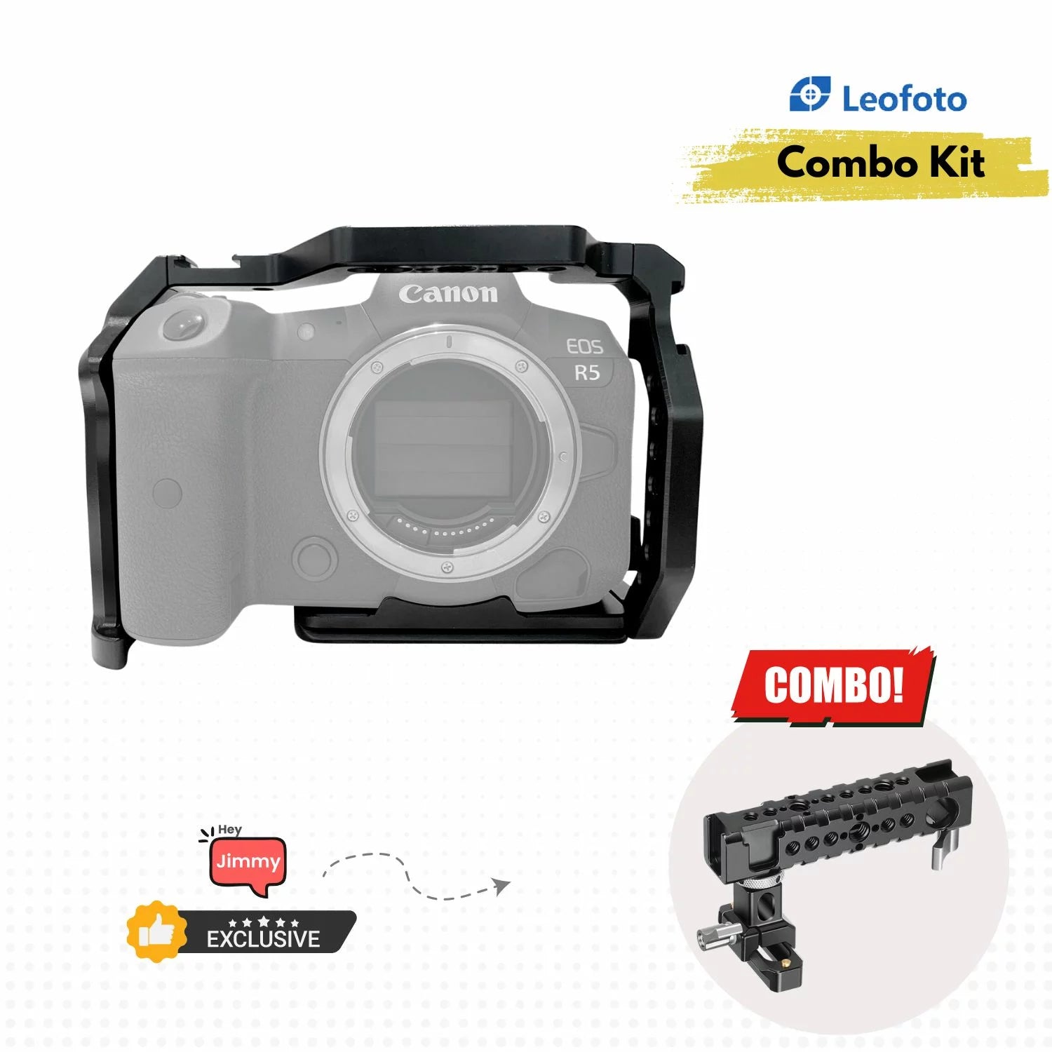 Leofoto-Camera-Cage-for-Canon-EOS-R5-R6-with-AH-1-Handgrip-Combo-Online-Buy-India - Hey Jimmy