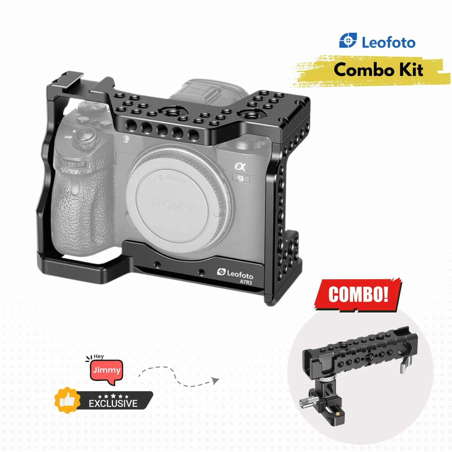 Leofoto-Camera-Cage-for-Sony-a7R-IIIa7-IIIa9-With-AH-1-Handgrip-Combo-Online-Buy-India - Hey Jimmy