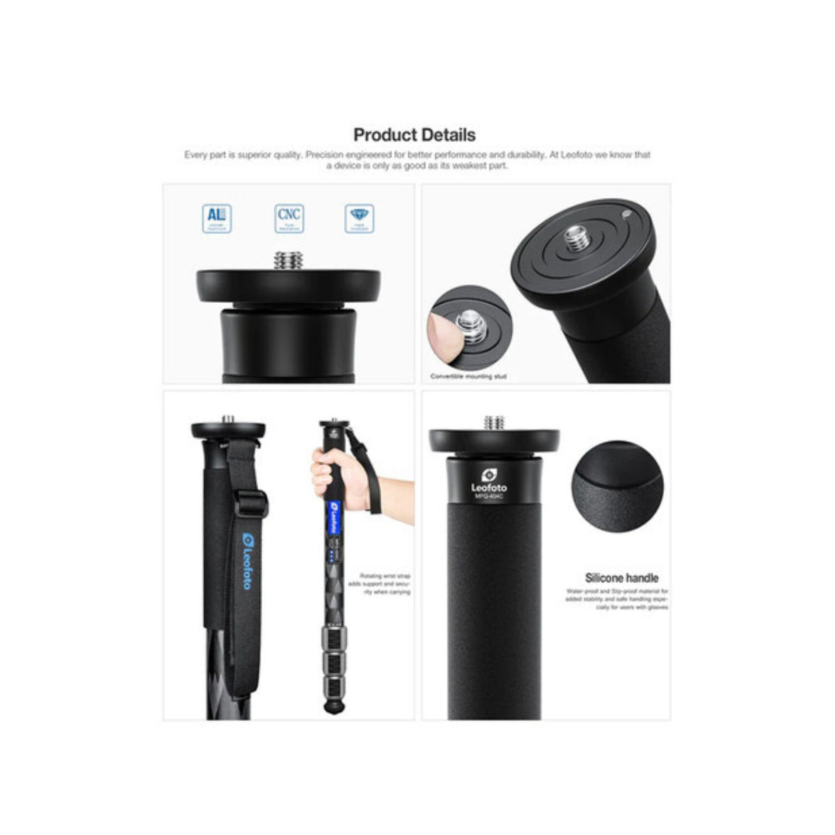 Leofoto MPQ-404C 4-Section Carbon Fiber Monopod