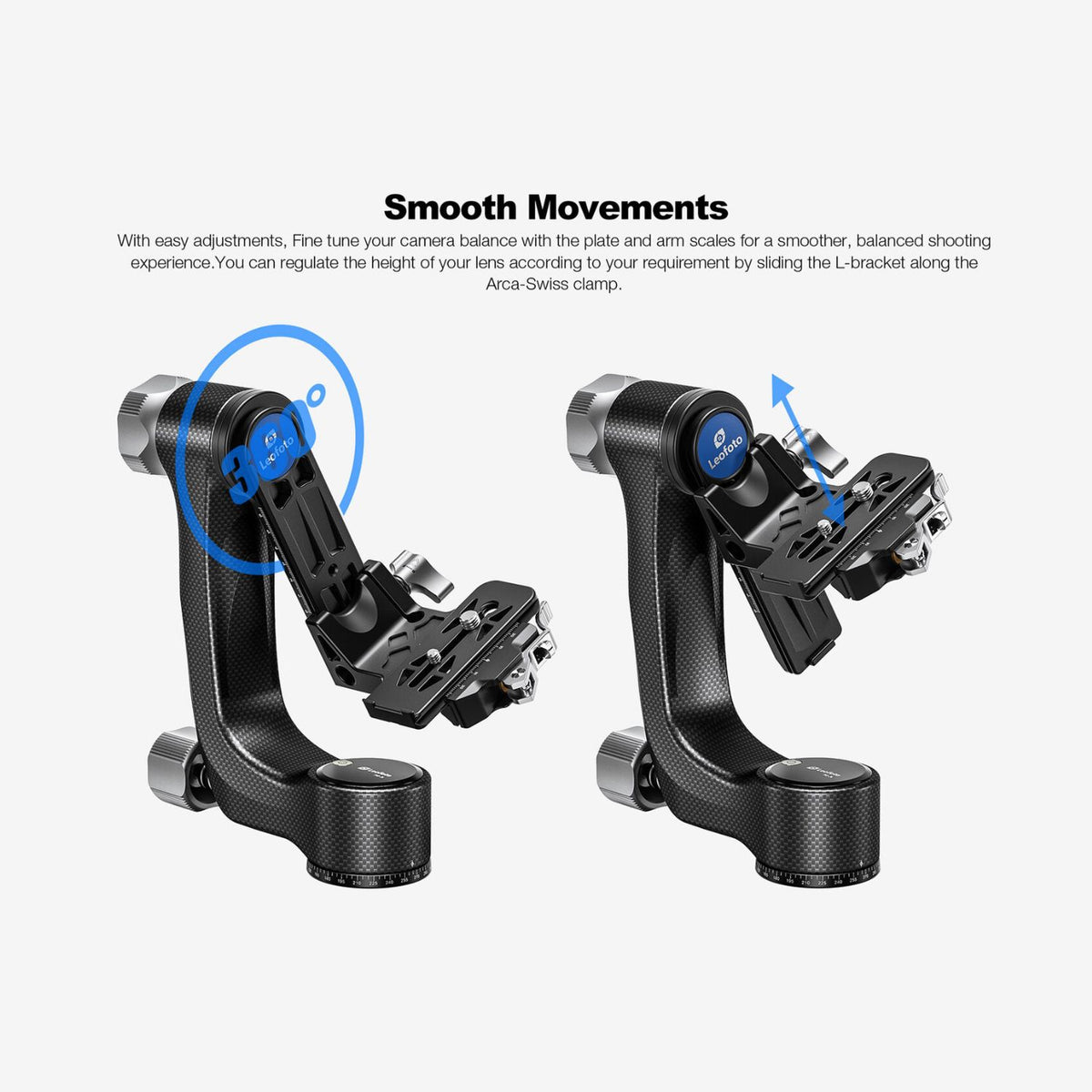 Leofoto PG-3L Carbon Fiber Gimbal Head with Lever-Release Clamp