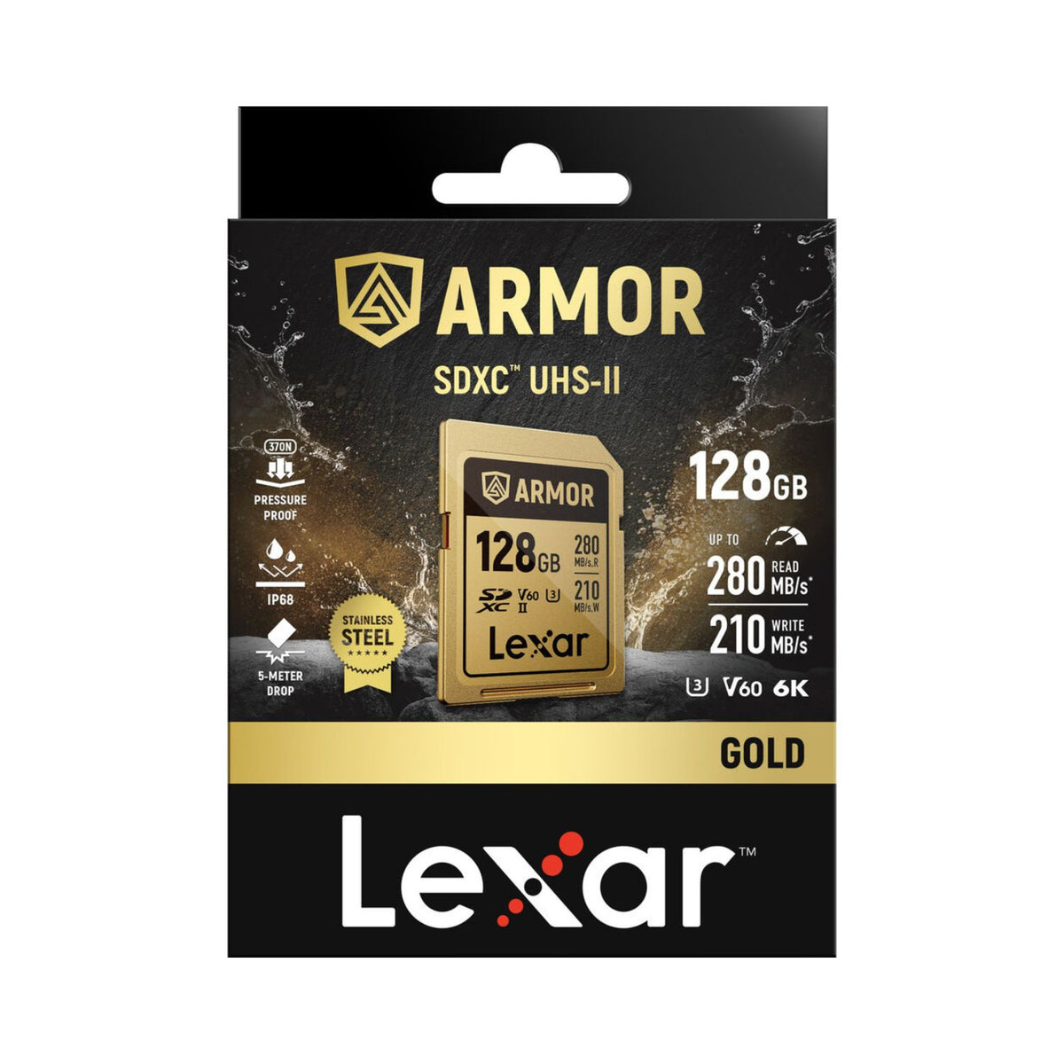 Lexar 128GB ARMOR GOLD UHS-II SDXC Memory Card (280 MB/s)