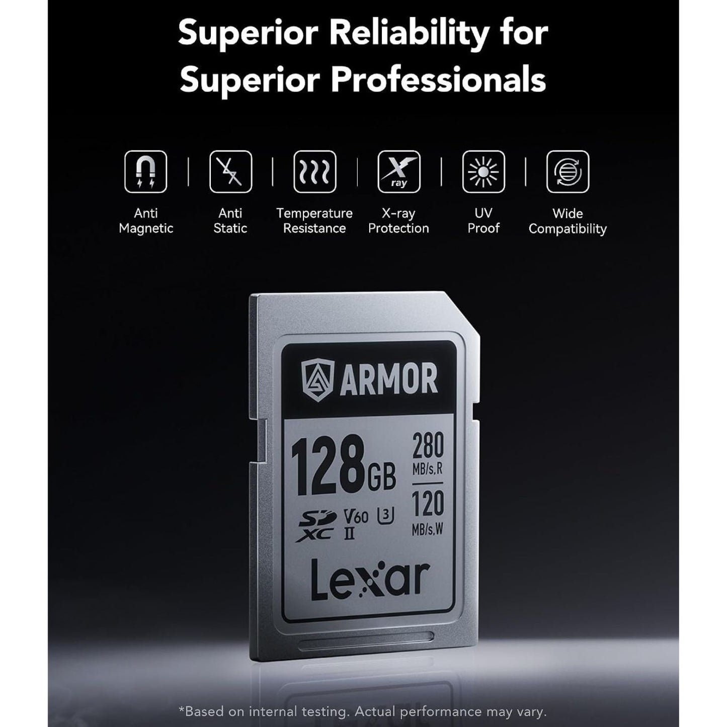 Lexar 128GB ARMOR Silver UHS-II SDXC Memory Card (280 MB/s)