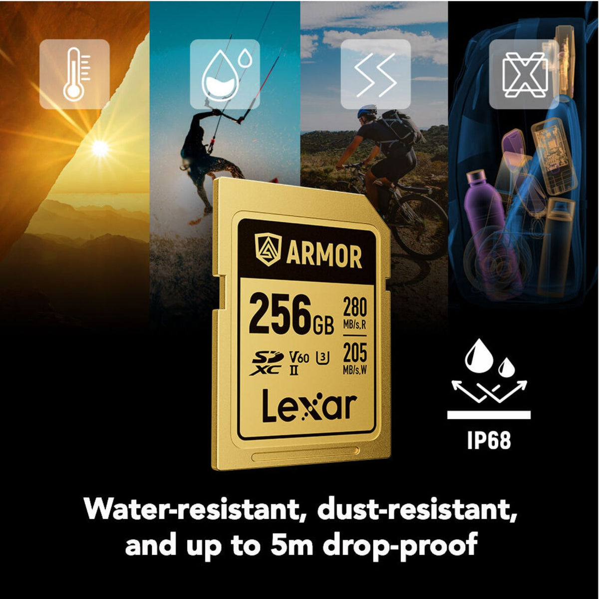 Lexar 256GB ARMOR GOLD UHS-II SDXC Memory Card (280 MB/s)
