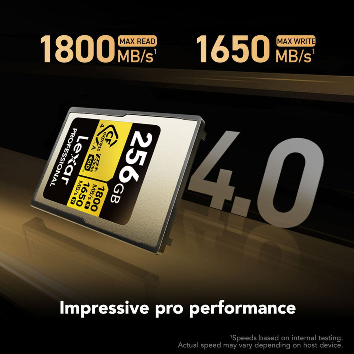 Lexar 256GB Professional GOLD CFexpress 4.0 Type A Memory Card (1800 MB/s)