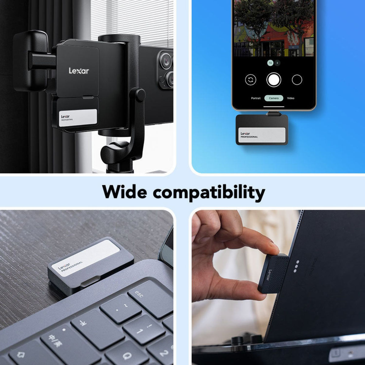 Lexar 2TB Professional Go USB 3.2 Gen 2 Portable SSD with Hub (Black)