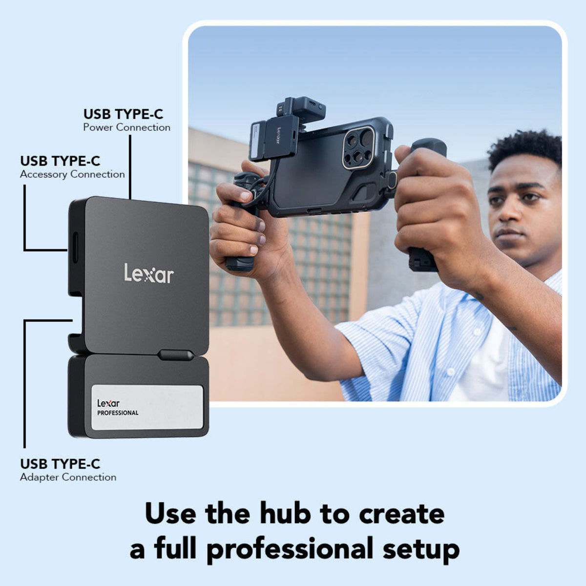 Lexar 2TB Professional Go USB 3.2 Gen 2 Portable SSD with Hub (Black)