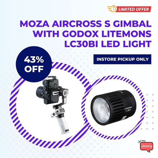 Moza AirCross S Gimbal Stabilizer with Godox Litemons LC30Bi LED Light Kit - Online Buy in Mumbai, India
