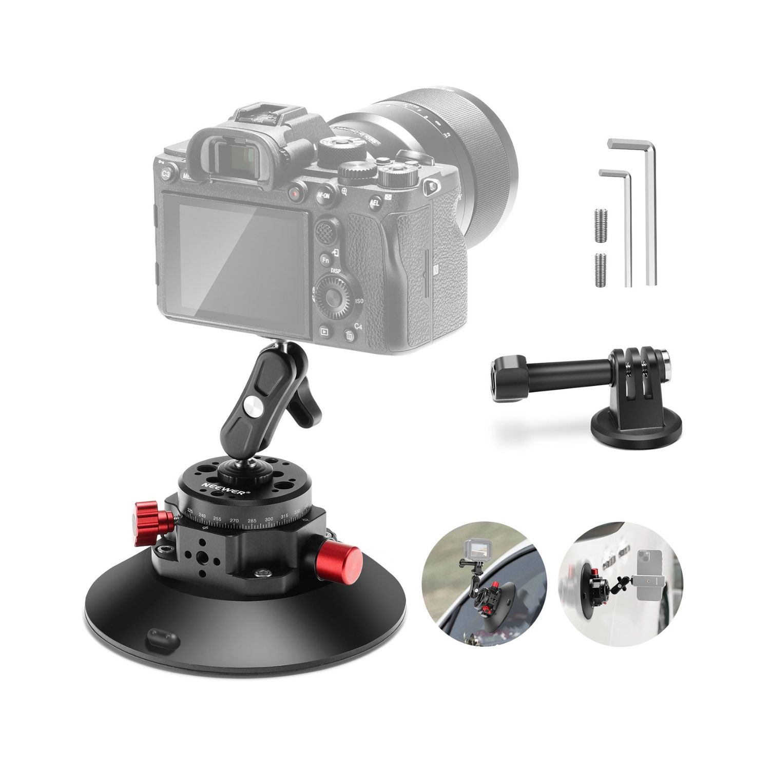 Neewer CA013 6" Camera Suction Mount with Ball Head Magic Arm - Online Buy in Mumbai, India