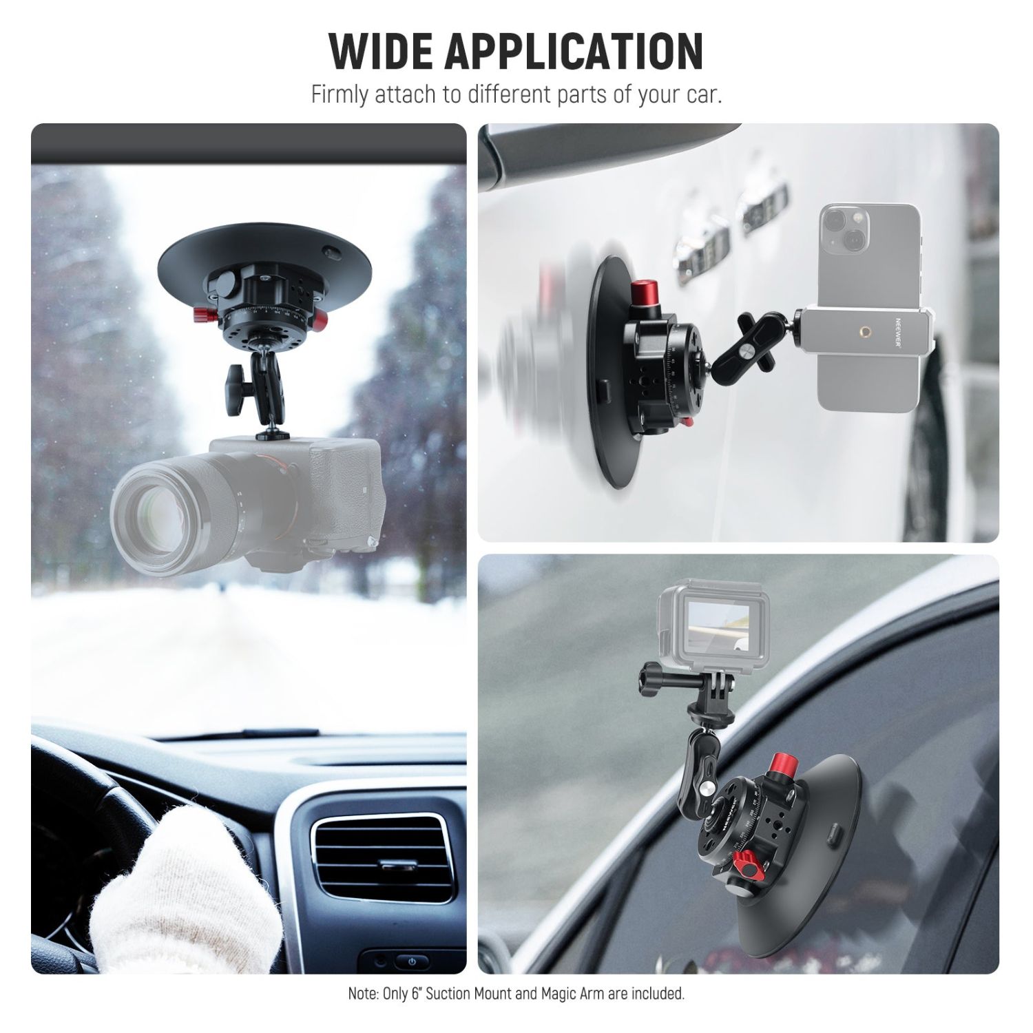Neewer CA013 6" Camera Suction Mount with Ball Head Magic Arm - Online Buy in Mumbai, India