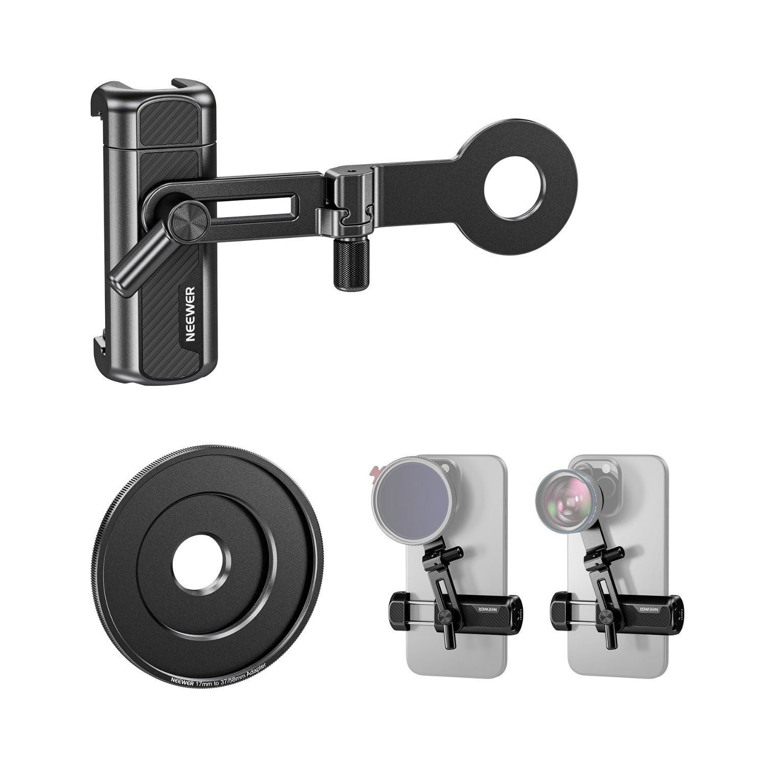 Neewer-PA047-Universal-Metal-Phone-Clamp-with-17mm-Thread-Lens-Clamp-Online-Buy-India - Hey Jimmy