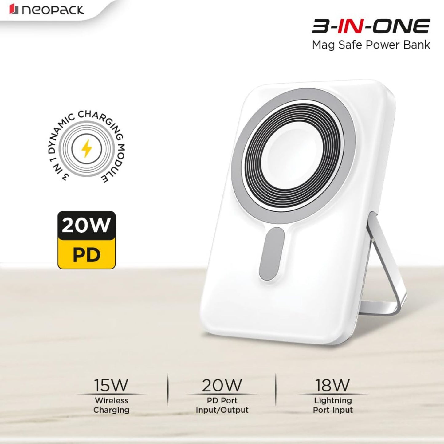 Neopack-3-IN-1-10000-mAh-MagSafe-Power-Bank-White-Online-Buy-India - Hey Jimmy