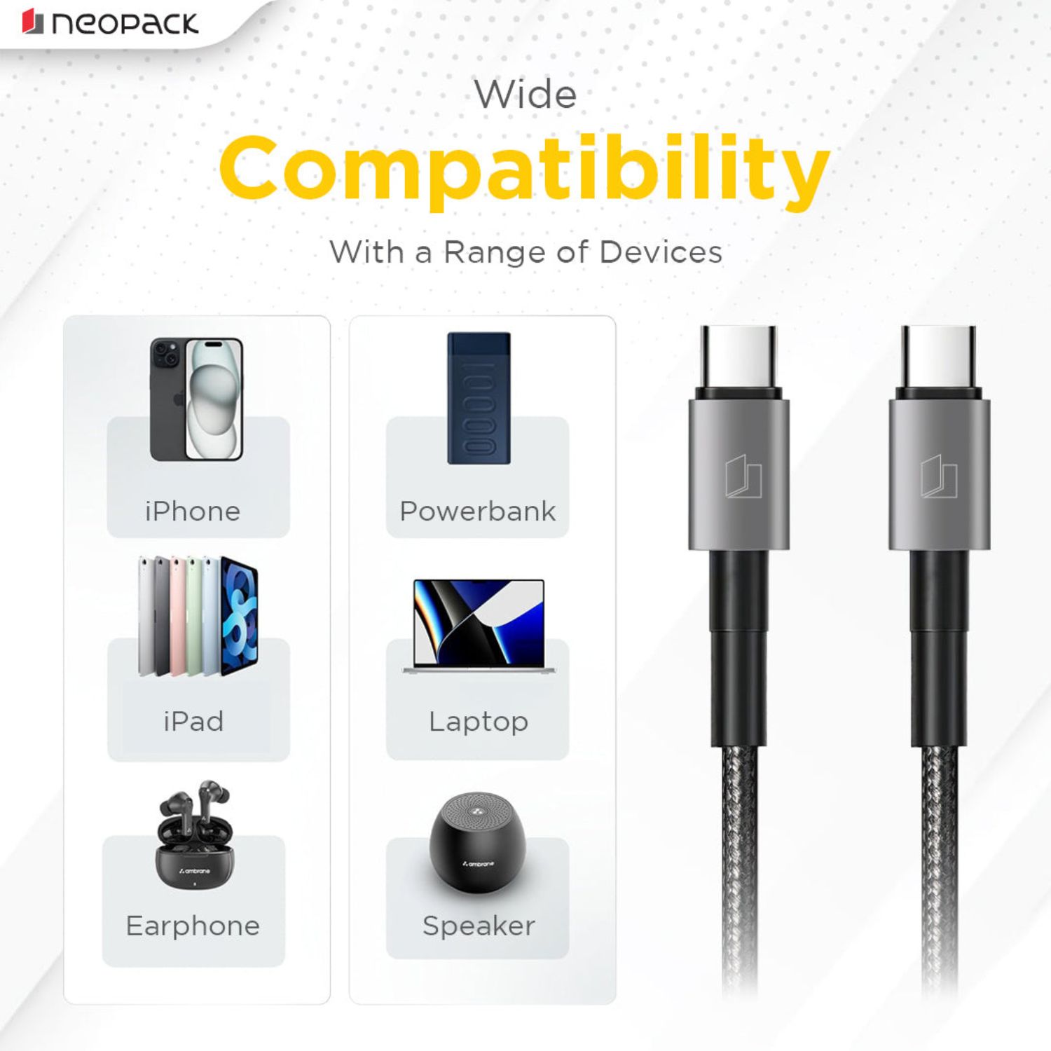 Neopack-Duraflex-60W-Type-C-to-C-Unbreakable-Nylon-Braided-Charing-Cable-1.5-Mtr-Online-Buy-India_1 - Hey Jimmy