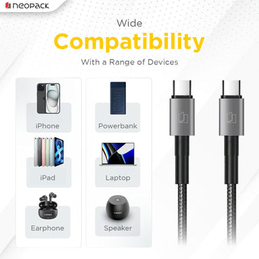 Neopack-Duraflex-60W-Type-C-to-C-Unbreakable-Nylon-Braided-Charing-Cable-1.5-Mtr-Online-Buy-India_1 - Hey Jimmy