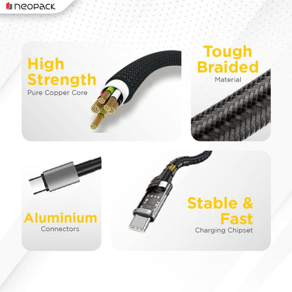 Neopack-Duraflex-60W-Type-C-to-C-Unbreakable-Nylon-Braided-Charing-Cable-1.5-Mtr-Online-Buy-India_2 - Hey Jimmy