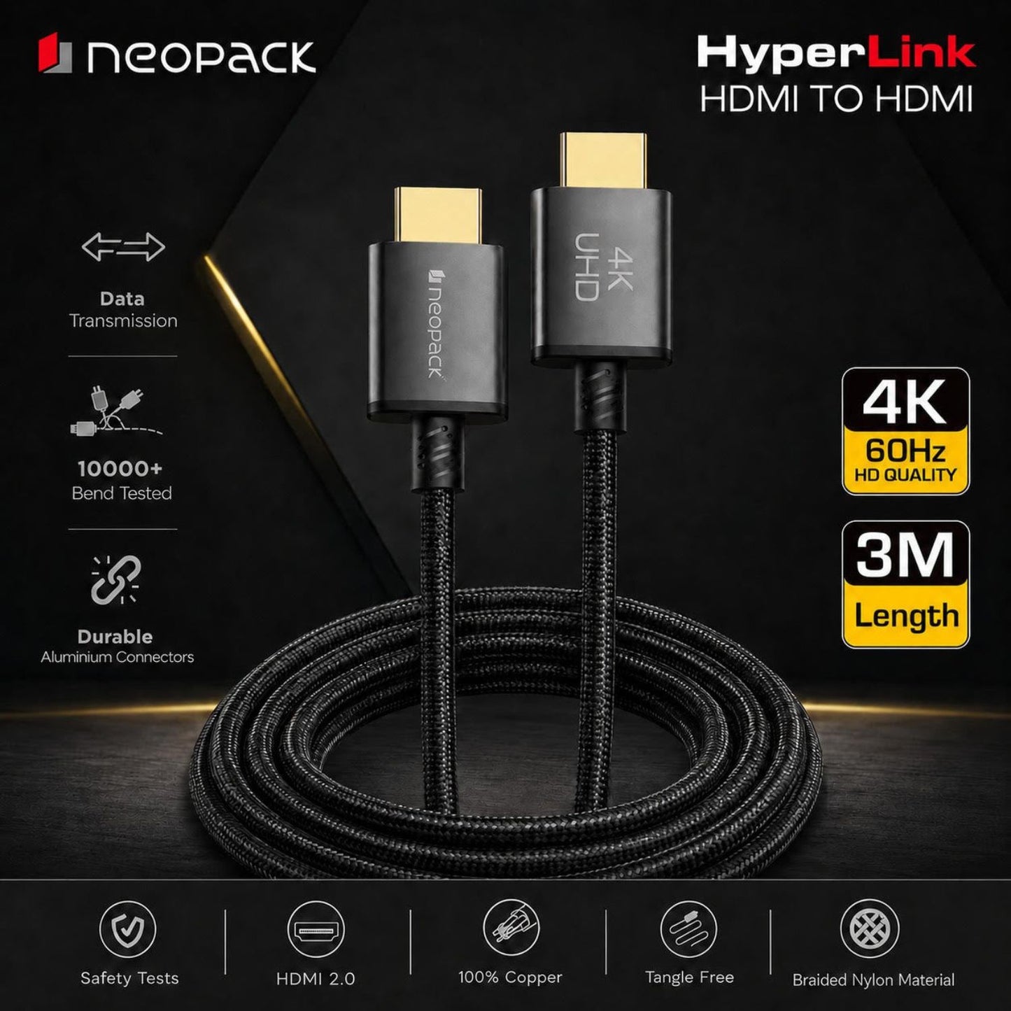 Neopack 3M Hyperlink 4K HDMI to HDMI High-Speed Cable