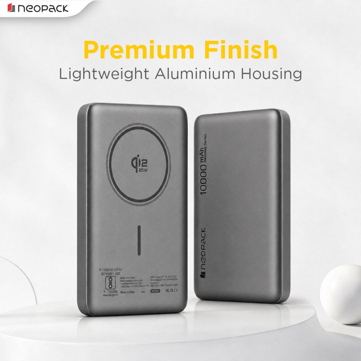 Neopack Rapid Pro Magsafe Power Bank 10000 mAH, 25W Fast Wireless Charging with Qi2 Technology