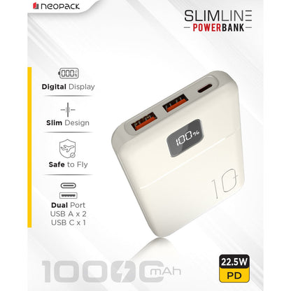 Neopack Slimline Power Bank 10000 mAH 22.5W PD Power Bank