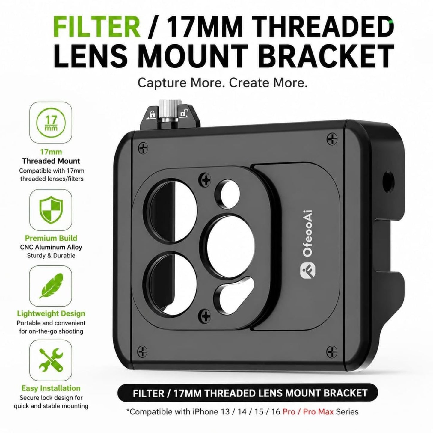 OfeeoAi 17mm Filter Adapter for Iphone 13 to 16