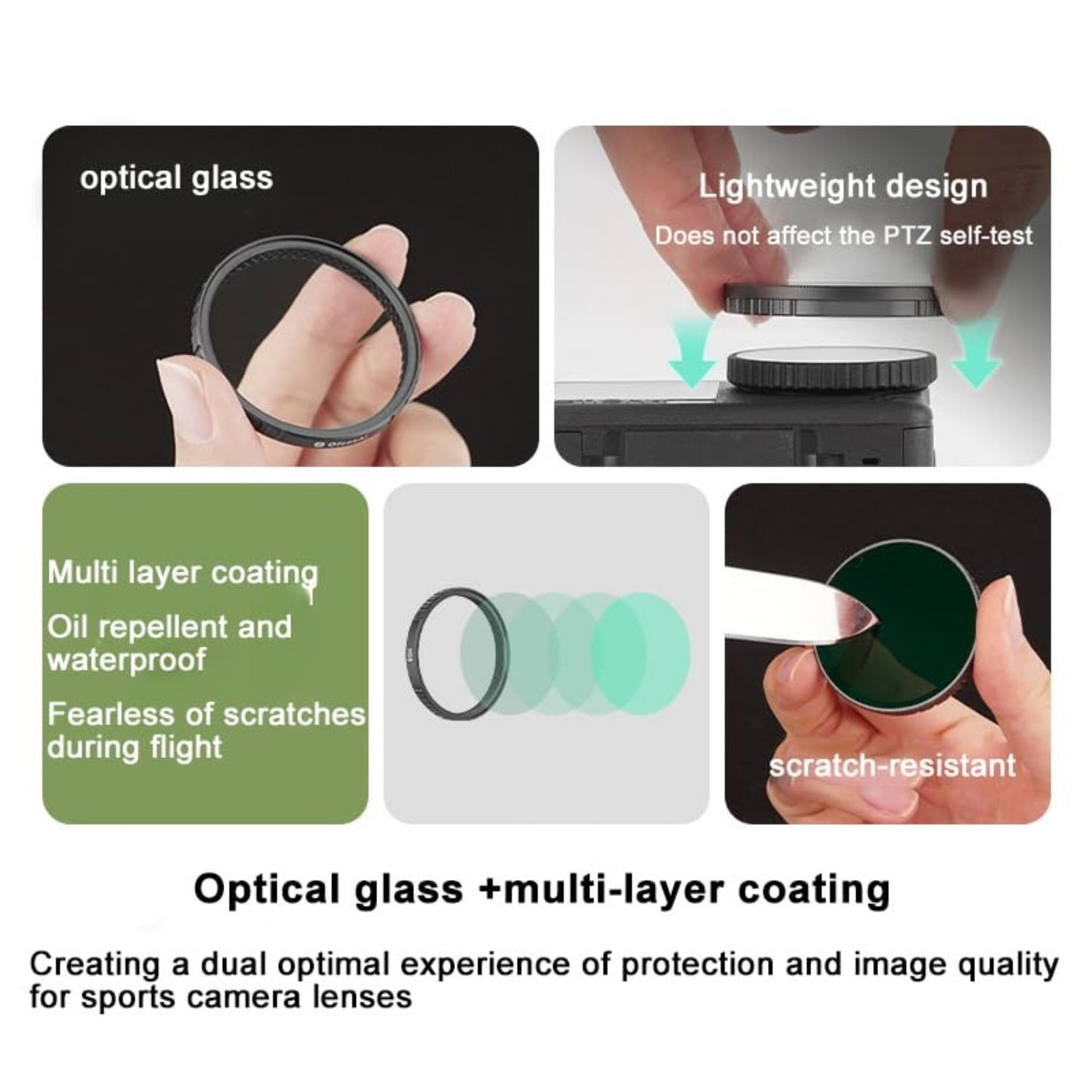 OfeeoAi 4-Pack Camera Lens Filter Set Compatible with DJI Osmo Action 6 (ND-PL)