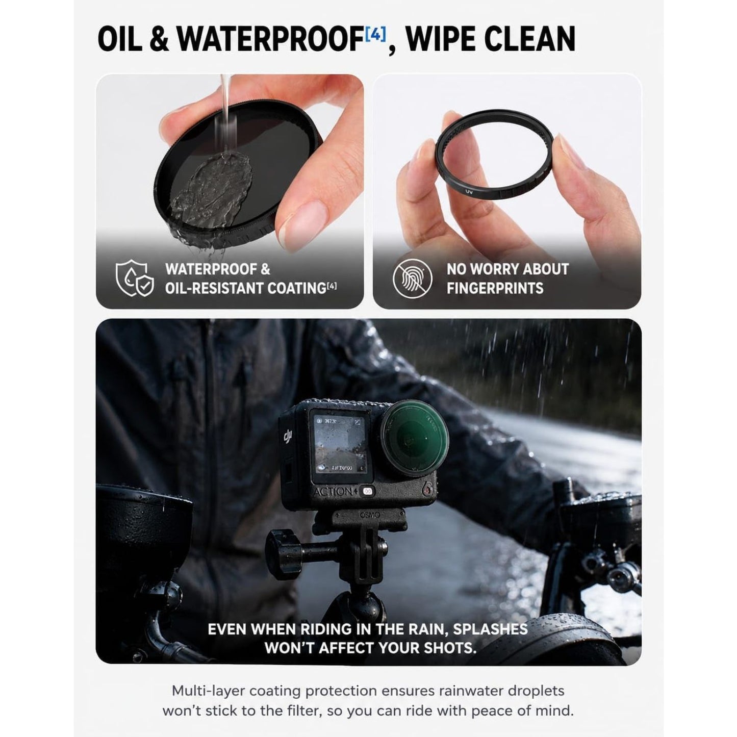 OfeeoAi 4-Pack Camera Lens Filter Set Compatible with DJI Osmo Action 6 (ND-PL)