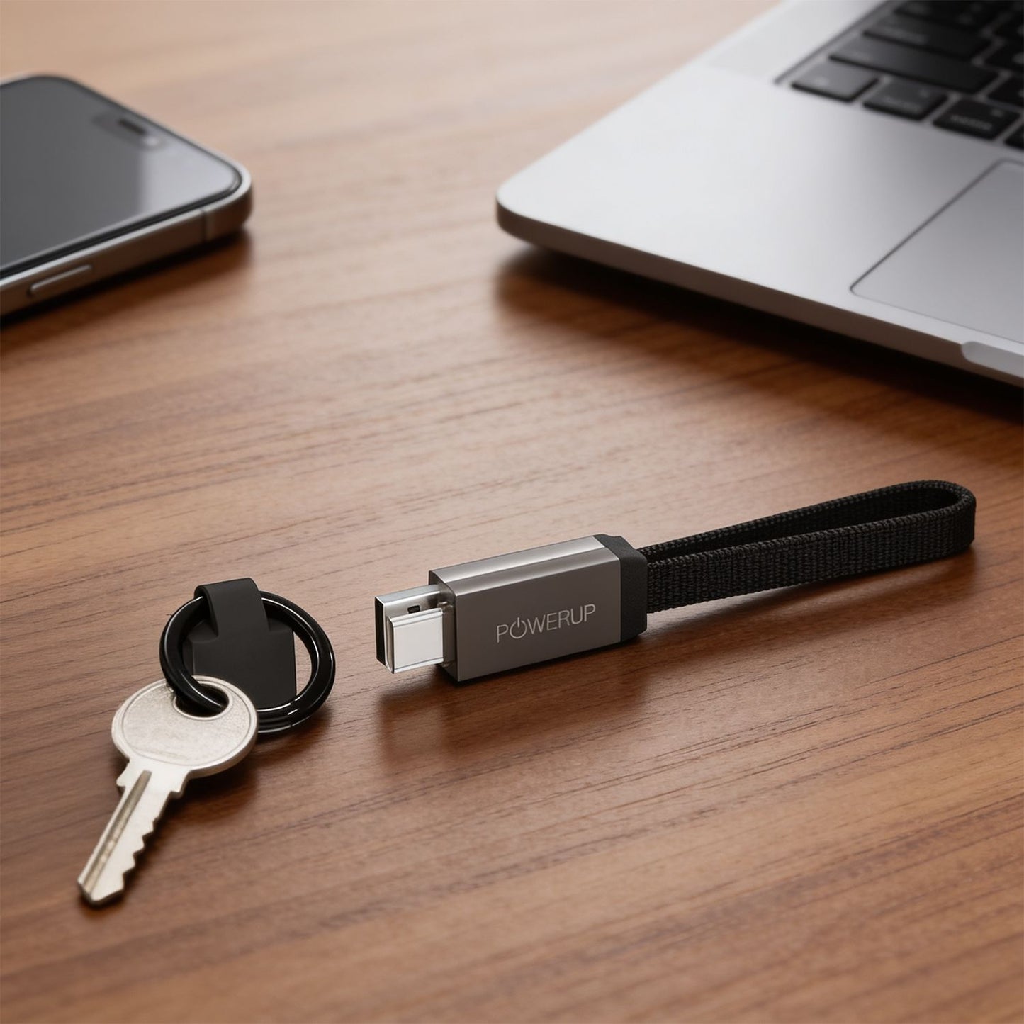 POWERUPKeyring2IN1ZincAlloyMagnetic22cmCable-BlackOnlineBuyIndia-7 - Hey Jimmy
