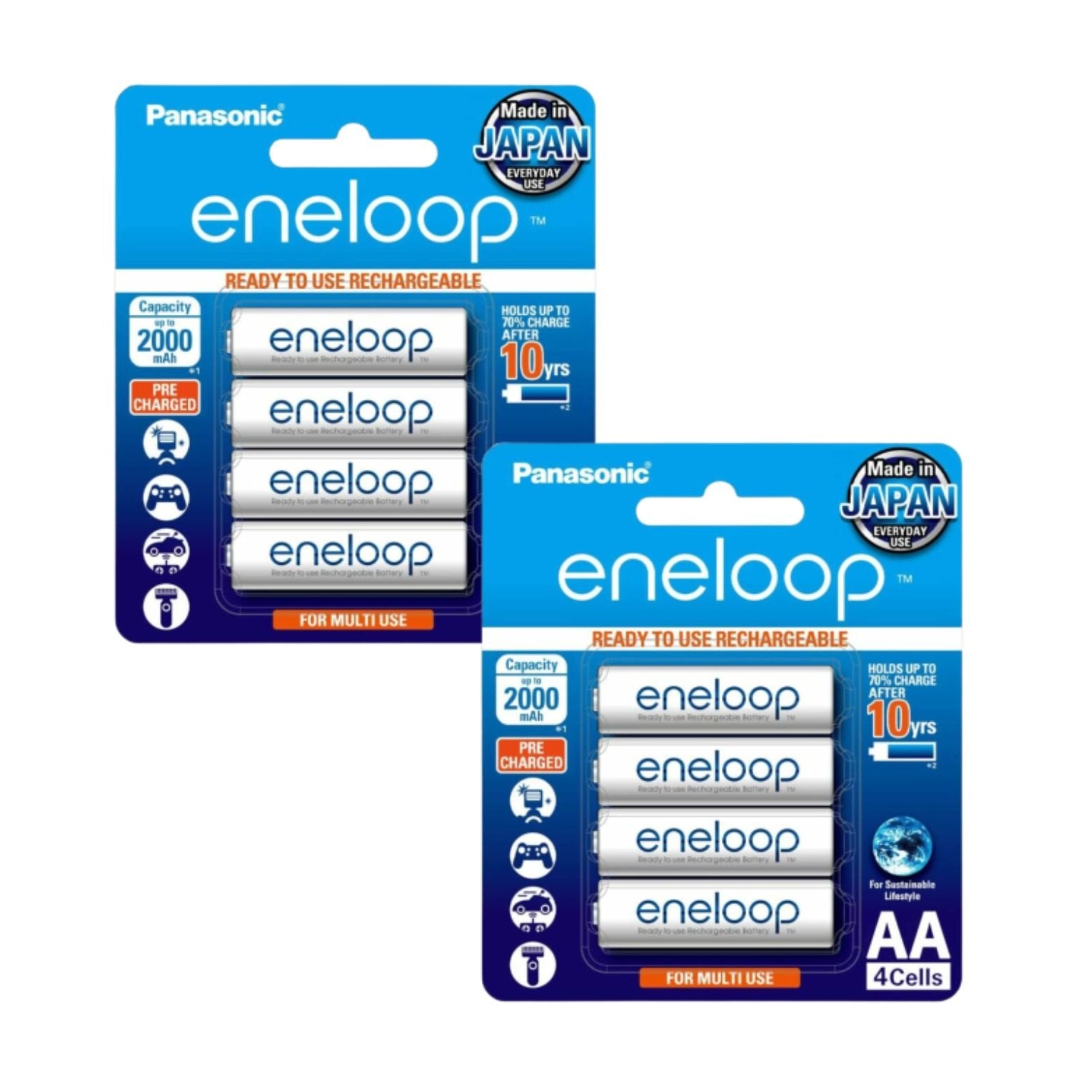 Panasonic Eneloop AA Rechargeable Battery (Pack of 4) (2-Pack) - Online Buy in Mumbai, India