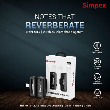 Simpex M15 Wireless Microphone & Receiver (Type-C) - Online Buy in Mumbai, India