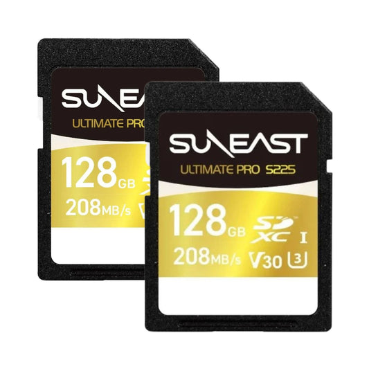 Suneast 128GB SDXC UHS-I V30 Card Gold Series (208 MB/s) (2-Pack)